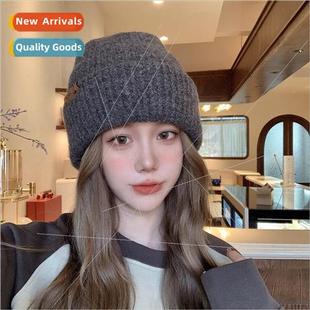 cap female winter Thickened pullover wool warm col knted