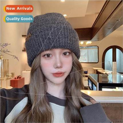 Thickened knted wool cap female winter warm pullover cap col