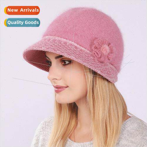 New knted hat women fall winter mom rabb wool line basin hat