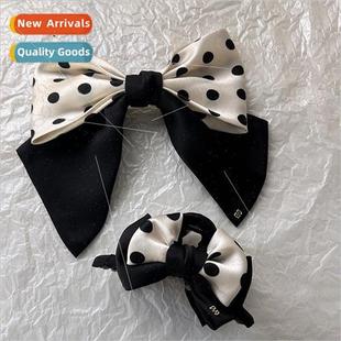 top dot vintage hair clip head back bow polka French