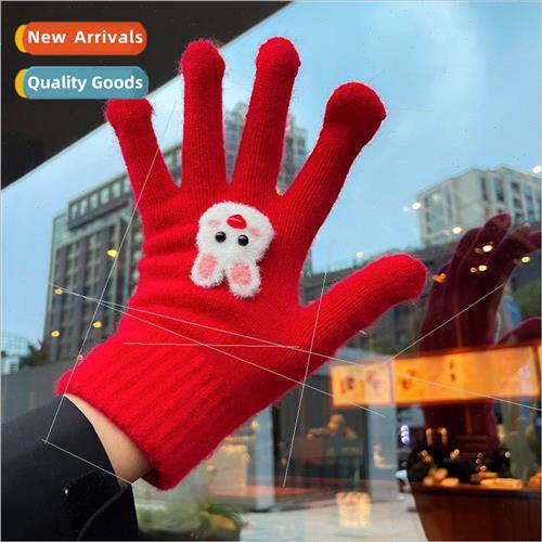 Cute bunny gloves female winter Korean warm padded spl finge
