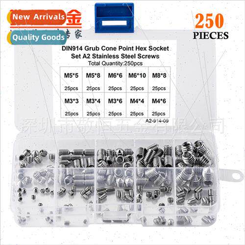 250pcs Stainless Steel 304 Tip Tightening Hexagon Socket Hea