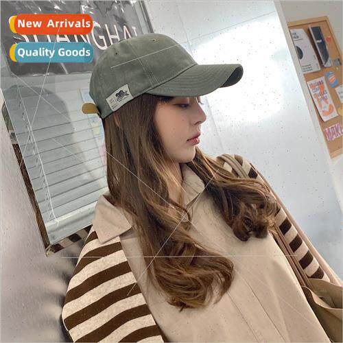 Hat female Japanese retro side patch cloth solid color baseb