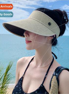2023 Korean  hat female ins metal label sunscreen hollow top