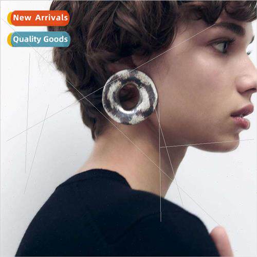 Creative irregular concave convex surface large circle earri