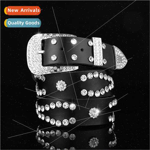 Europe rhinestone ladies belt whe diamonds women leather inl