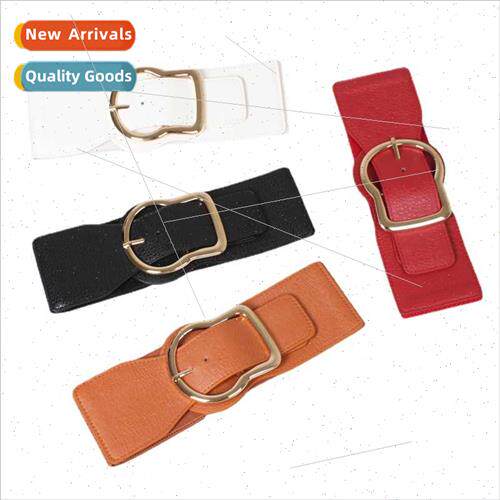 Irregular whe pin buckle PU leather waistband female decorat