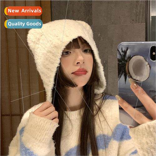 Soft cute bear wool cap children fall winter big head around