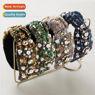 fabric temperament high retro knotted plaid bands New hair