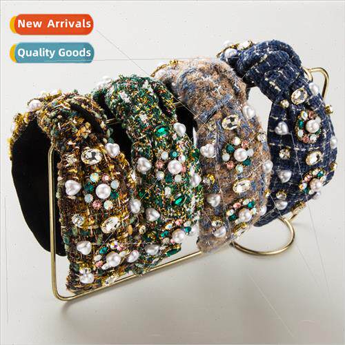 New retro plaid fabric temperament hair bands knotted high s