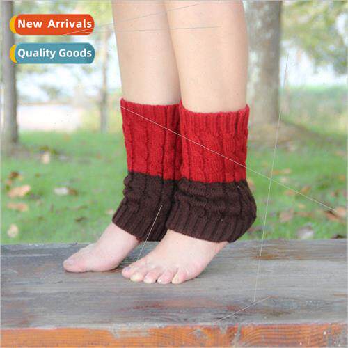Short knee pads colour blocking sockliner woolen twisted boo