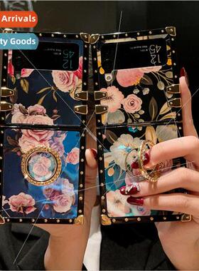 适用Samsung Z Flip45 Flower Peony Flower Square Phone Case F