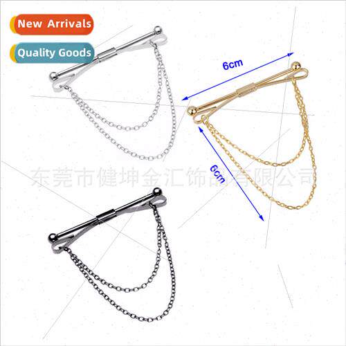 Three colors available round ball chain men lapel clip Lapel