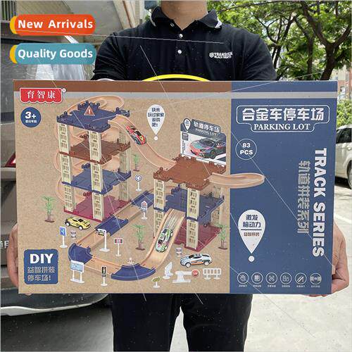 Boys plug play assembled assembly parking lot toys alloy car