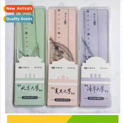Acrylic boxed ruler set four transparent ruler triangle rule