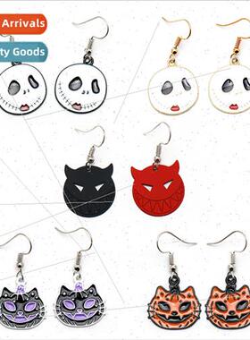 Spooky spooky ghost pumpkin cat skull wch hat oil drop earri