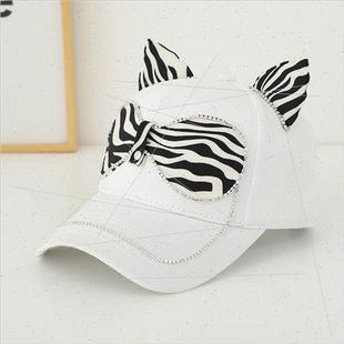 cat ears chain new bas rhinestone striped fashion Spring bow