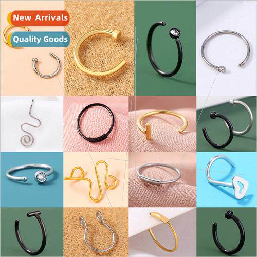 Fashion mple Stainless Steel Piercing U-shaped Nose Ring Pie