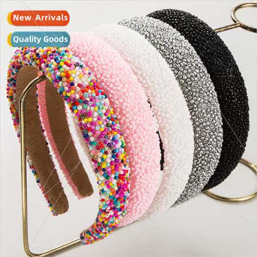 Fashion new hair bands ladies sponge colorful rice beads dec