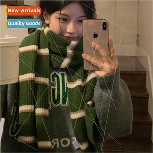 knted wild scarf female striped the wind Korean college