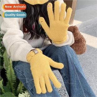 Wool knted gloves Women new Korean winter windproof thickene
