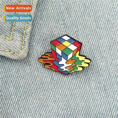 New Creative Design Colorful Rubiks Cube Melting Shape Brooc