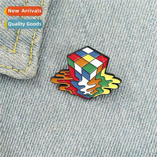 New Creative Design Colorful Rubiks Cube Melting Shape Brooc