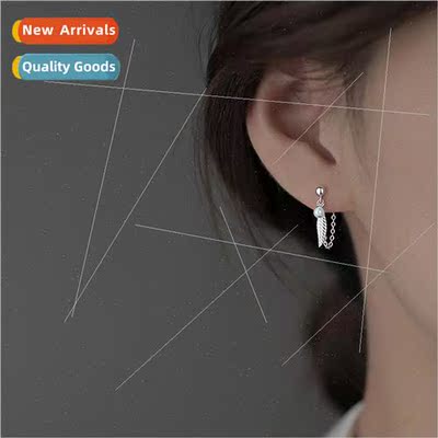 French pearl feather earrings female fashion fall winter new