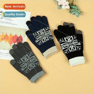 Autumn winter gloves octagonal flower wool men padded thicke