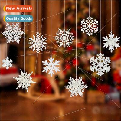 Christmas Snowflake Flakes Hanging Decoration Plastic Whe Sn