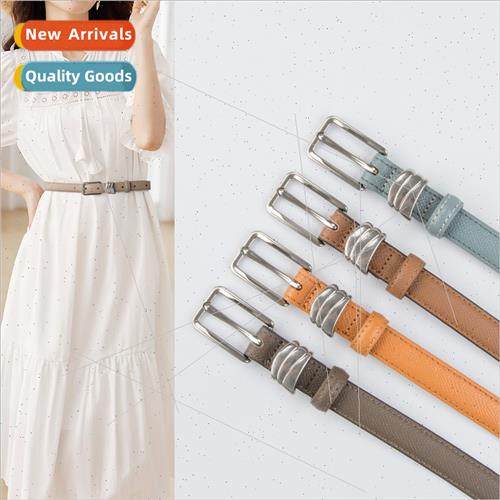 Hundreds casual leather ladies thin belt cowhide women dress