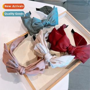 layer ins ageing versatile bow three satin retro new Korea