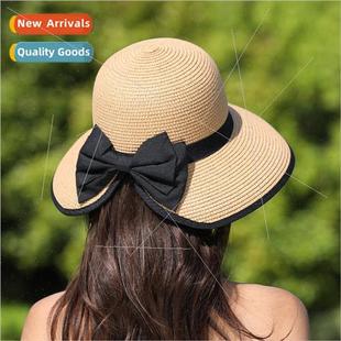 straw hat bow new paper open female out Sun