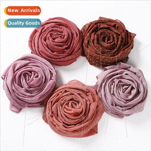 Colorful glazed half hot diamond solid color pearl chiffon l