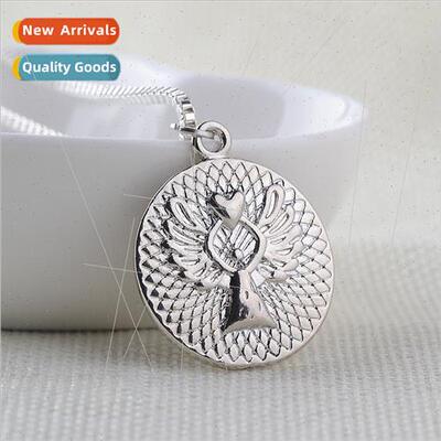 Europe Fashion Round Letter Heart Guardian Angel Necklace