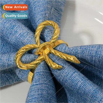 Fashion Gold Wedding Bow Tie Napkin Ring Bow Tie Napkin Butt