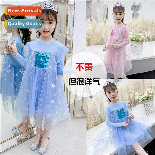Spring and Autumn new Frozen girls dresses middle and large
