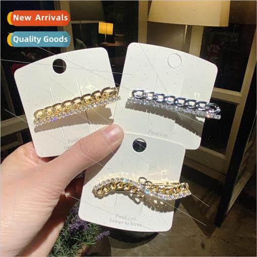 Korea new rhinestone chain hairpin simple metal duckbill cli