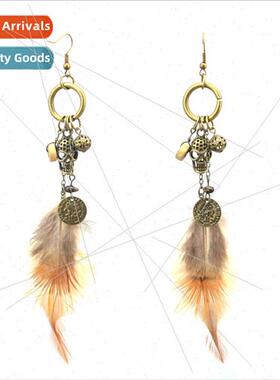Europe metal jewelry feathers atmosphere earrings female 百