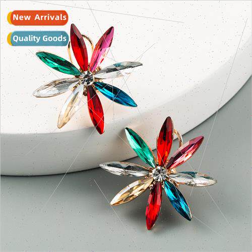 Europe fashion ladies ice flower earrings female alloy color