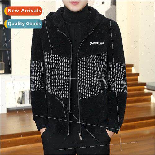 Golden mink velvet men tweed jacket fall winter padded short