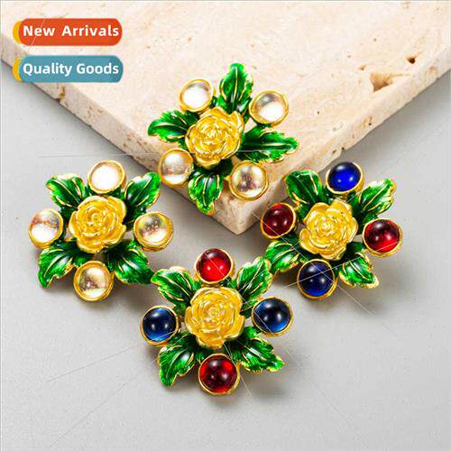 Europe time leaves resin earrings earrings female retro eleg