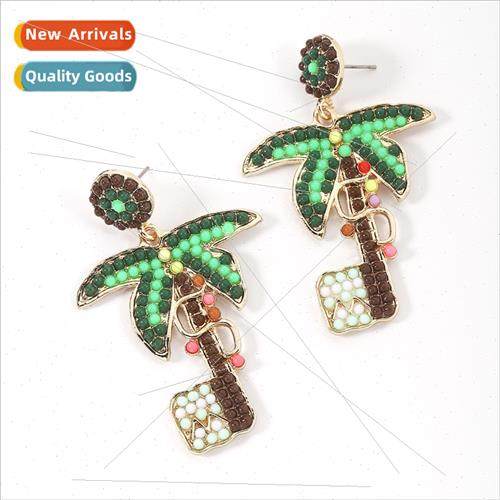 Coconut e plant shape earrings alloy diamonds fashion versat