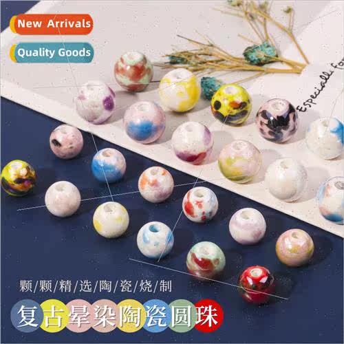 Vintage halo ceramic round beads DIY handmade beads bracelet
