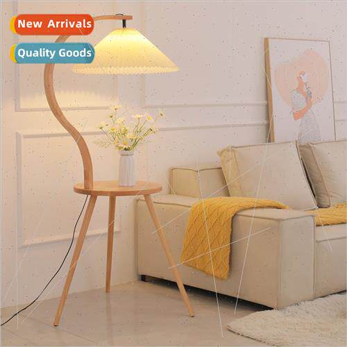 Vintage log floor lamp pleated solid wood living room sofa c