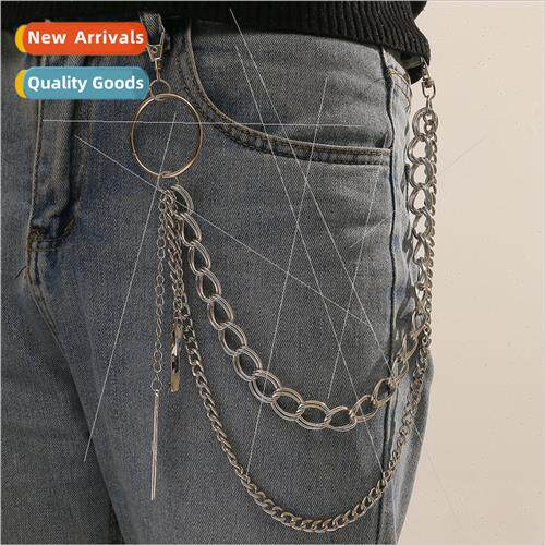 Fashion Europe men metal double feather trouser chain waist