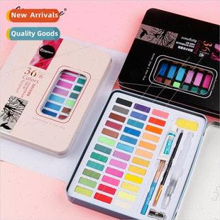 36 48 Colors Solid Watercolor Paint Set Art Supplies Tap Pen