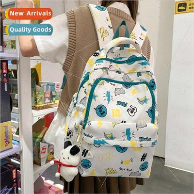 ghtning eyes puppy print schoolbag lightweight multi-compart