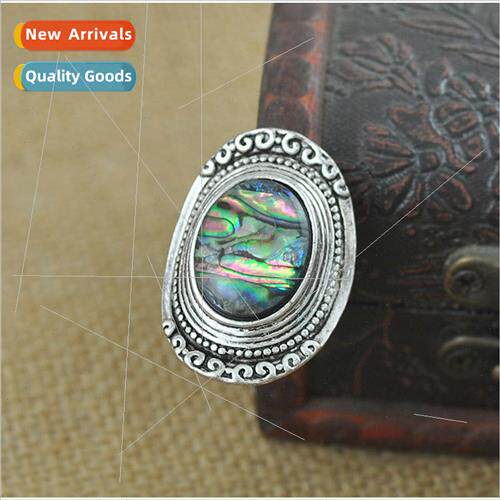 R1256 Europe Large Gemstone Colored Shell Ring Exotic Sculpt