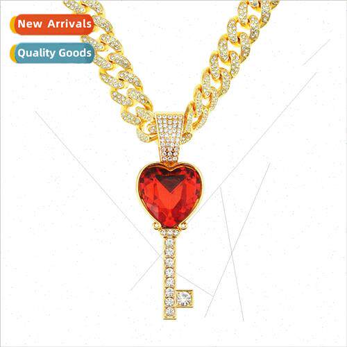 Cool ruby heart key pendant necklace 适用men women large cla